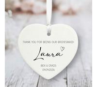 Personalised Porcelain Special Bridesmaid Gift, Custom Hanging Heart, Wedding Keepsake, Ceramic Heart Ornament, Bridesmaid Favour