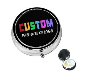 Personalised Portable Pillbox, Design Your Own Medicine Container with Picture/Text/Logo,Personalised Pill Box for Pocket,Purse, and Travel, Unique Gift Idea for Men and Women