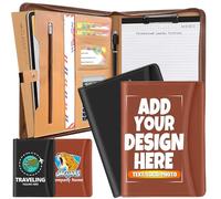 Personalised Portfolio with Zipper Custom Leather Padfolio Logo Text Business Padfolio Organizer Men Women Work Notepad Resume