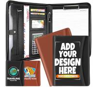Personalised Portfolio with Zipper Custom Leather Padfolio Logo Text Business Padfolio Organizer Men Women Work Notepad Resume