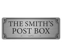 Personalised Post Box Sign Brushed Silver | Custom Address Plaque with Adhesive Stickers | Classy Home & Garden Decor