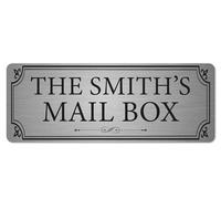 Personalised Post/Mail Box Sign Brushed Silver | Custom Address Plaque with Adhesive Stickers | Classy Home & Garden Decor