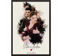 Personalised Poster WATERCOLOUR Prints with Your Photos and Text, Framed Custom Prints, Personalised Photo and Text into Stunning Painting Art gifts for Anniversary Your Design