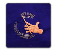 Personalised Powered by Drumsticks Drumming 2 Pack Coasters - 9 x 9cm