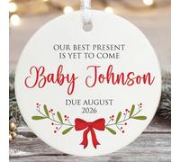 Personalised Pregnancy Porcelain Christmas Bauble - Custom Ornament for Expecting Mums Dads Parents, Keepsake Festive Decoration