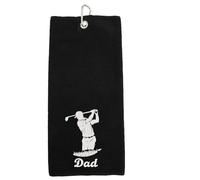 Personalised Premium Embroidered Golf Towel 40x55cm - Black / Navy 280gsm Microfibre Quick Dry & Absorbent - Tri-Fold with Hook & Rivet - Custom Name or Initials - Golf Accessories, Dad golf gift