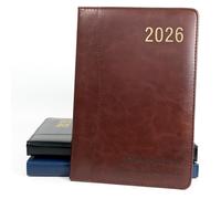 Personalised Premium Executive Diary Organiser 2026 | Design A Truly Unique Gift | Laser Engraved PU Leather - A5, Brown, Day-per-page