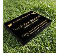 Personalised Premium Granite Memorial Tablet, Dove - Personalised Gold Engraving on Black Granite (15x12x2 inches, 20kg)