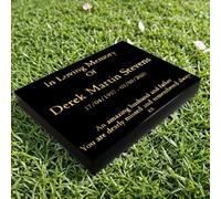 Personalised Premium Granite Memorial Tablet - Polished Black Stone - Free Personalised Gold Engraving (15x12x2 inches, 20kg)