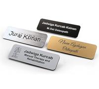 Personalised Premium Name Badge Staff ID Tag with Pin | Design Your Custom Badge | Laser Engraved (Gold)