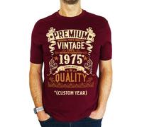 Personalised - Premium Vintage Colour - 18th | 21st | 30th | 40th | 50th | 60th | 70th | 80th Custom Birthday Gift | Present Idea for Men T-Shirt Burgundy M