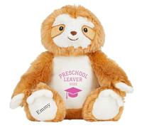 Personalised Preschool Leaving Gift Bunny with Name - Pink Preschool Leaver 2025 Soft Toy for Boy Girl Graduation Nursery Starting School - Brown Sloth
