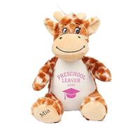 Personalised Preschool Leaving Gift Bunny with Name - Pink Preschool Leaver 2025 Soft Toy for Boy Girl Graduation Nursery Starting School - Brown Giraffe