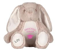 Personalised Preschool Leaving Gift Bunny with Name - Pink Preschool Leaver 2025 Soft Toy for Boy Girl Graduation Nursery Starting School - Brown Bunny