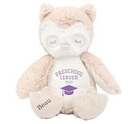 Personalised Preschool Leaving Gift Bunny with Name - Purple Preschool Leaver 2025 Soft Toy for Boy Girl Graduation Nursery Starting School - Brown Owl