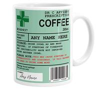 Personalised Prescription Coffee Mug, Funny Coffee Drinker Gift, Custom Name, DR's Medical Note, Cup, Gifts for Mum or Dad, Birthday, Christmas, Novelty Present