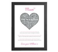 Personalised Present For Special Mum One in a Million Poem Print For A Unique Birthday Gift For Mummy, Mother's Day Gift, Christmas Keepsake For Mother In Pink From Daughter