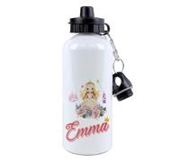 Personalised Princess Any Name Design for Girls - Custom Cute Fairy Tale Gift - Perfect for Back to School - Add Your Child’s Name, 500 ml Aluminium Water Bottle. (White)