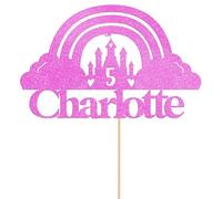 Personalised Princess Castle Glitter Cake Topper Lt Pink Any Custom Age & Name Glitter Cake Decoration and Sprinkles - Happy Birthday Decorations - Personalised Toppers for Cakes by Cakeshop