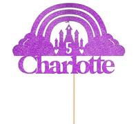 Personalised Princess Castle Glitter Cake Topper- Purple Any Custom Age & Name Glitter Cake Decoration and Sprinkles - Happy Birthday Decorations - Personalised Toppers for Cakes by Cakeshop