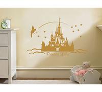 Personalised Princess Castle Wall Art Vinyl Sticker Wall Childs Nursery Mural Decal Bubblegum Pink Large 74cm Wide x 42cm high 46