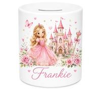 Personalised Princess Ceramic Money Box - Custom Fairy Tale Coin Bank with Any Name - Pink Princess Piggy Bank for Girls, Babies & Toddlers - Castle Nursery Savings Pot Keepsake Gift