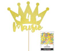 Personalised Princess Crown Glitter Cake Topper Champagne Any Custom Age & Name Glitter Cake Decoration and Sprinkles - Happy Birthday Decorations - Personalised Toppers for Cakes by Cakeshop