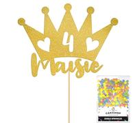 Personalised Princess Crown Glitter Cake Topper- Gold Any Custom Age & Name Glitter Cake Decoration and Sprinkles - Happy Birthday Decorations - Personalised Toppers for Cakes by Cakeshop