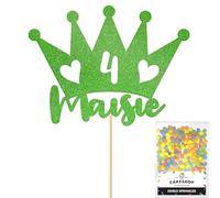 Personalised Princess Crown Glitter Cake Topper- Green Any Custom Age & Name Glitter Cake Decoration and Sprinkles - Happy Birthday Decorations - Personalised Toppers for Cakes by Cakeshop