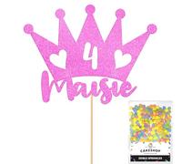 Personalised Princess Crown Glitter Cake Topper Lt Pink Any Custom Age & Name Glitter Cake Decoration and Sprinkles - Happy Birthday Decorations - Personalised Toppers for Cakes by Cakeshop