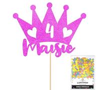 Personalised Princess Crown Glitter Cake Topper- Pink Any Custom Age & Name Glitter Cake Decoration and Sprinkles - Happy Birthday Decorations - Personalised Toppers for Cakes by Cakeshop