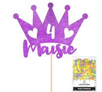 Personalised Princess Crown Glitter Cake Topper- Purple Any Custom Age & Name Glitter Cake Decoration and Sprinkles - Happy Birthday Decorations - Personalised Toppers for Cakes by Cakeshop