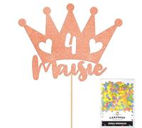 Personalised Princess Crown Glitter Cake Topper Rose Gold Any Custom Age & Name Glitter Cake Decoration and Sprinkles - Happy Birthday Decorations - Personalised Toppers for Cakes by Cakeshop
