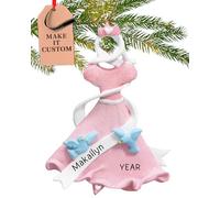 Personalised Princess Ornament 2025 - Fast & Free 24h Customisation - Kids Christmas Ornaments for Tree - Custom Gift Wrapped Pink Dress Keepsake for Little Girls