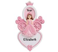 Personalised Princess Ornament 2025 - Fast & Free 24h Customisation - Kids Christmas Ornaments for Tree - Custom Gift Wrapped Pink Girl with Carriage Keepsake for Little Girls