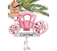 Personalised Princess Ornament 2025 - Fast & Free 24h Customisation - Kids Christmas Ornaments for Tree - Custom Gift Wrapped Pink Carriage Keepsake for Little Girls