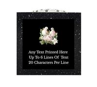 Personalised Printed Doves Design Stone Effect Memorial Rose Bowl Grave Marker Flower Pot Vase Selection Of Colours (UV PRINTED) (Black, Silver Lid/Black Plate)