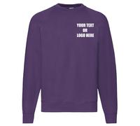 Personalised Printed Fruit of the Loom Classic 80/20 Raglan Sweatshirt Unisex