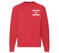 Personalised Printed Fruit of the Loom Classic 80/20 Raglan Sweatshirt Unisex