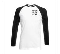 Personalised Printed Fruit of the Loom Contrast Long Sleeve Baseball T-Shirt TOP