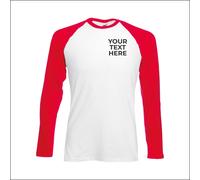 Personalised Printed Fruit of the Loom Contrast Long Sleeve Baseball T-Shirt TOP