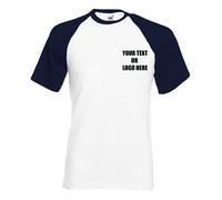 Personalised Printed Fruit of the Loom Sports Baseball Short Sleeve T-Shirt Gift