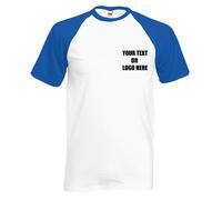 Personalised Printed Fruit of the Loom Sports Baseball Short Sleeve T-Shirt Gift