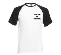 Personalised Printed Fruit of the Loom Sports Baseball Short Sleeve T-Shirt Gift