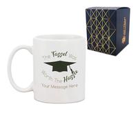 Personalised Printed Graduation Mug with 'The Tassel was Worth The Hassle' Design, Personalise with Any Name or Message, Gift Box Included, Full Colour Print, University College Graduation Gift
