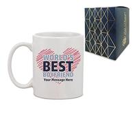 Personalised Printed Hot Drinks Coffee Tea Mug with World's Best Boyfriend Design, Gift Boxed, Personalise with Any Message for Valentines, Anniversaries