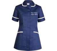 Personalised Printed Ladies Premium Tunic Scrub Ladies Adults Gift Tunic Custom Casual Uniform Health Care Hospital Uniform Multi-Colours Medical Nurse (Navy, 3XL, 3X_l)