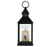 Personalised Printed Photo Memorial Lantern White or Black Remembrance Keepsake (UV Printed) (Black)