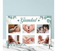 Personalised Printed Photo Plaque on Stand - Custom Father's Day Gift - Daddy and Grandad Options - Available in 4 Designs, 3mm MDF and Acrylic (Green Leaf, Mdf Wood A5 21cm x 15cm)