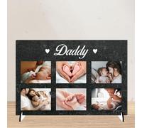 Personalised Printed Photo Plaque on Stand - Custom Father's Day Gift - Daddy and Grandad Options - Available in 4 Designs, 3mm MDF and Acrylic (Black, Mdf Wood A4 30cm x 21cm)